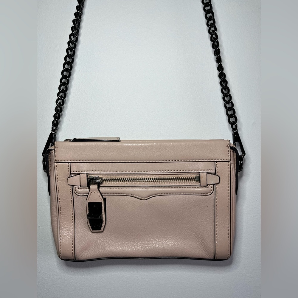 Rebecca Minkoff. Pale Pink Leather & Black Hardware Crossbody Bag